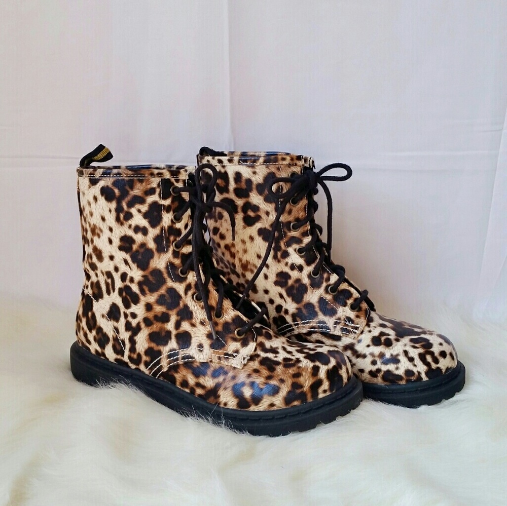 Cheetah / Leopard Print Combat Lace Up Boots